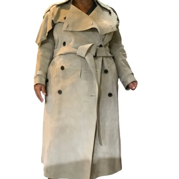 Burberry Kyrewood Suede Trench Coat Size Large - Picture 2 of 7